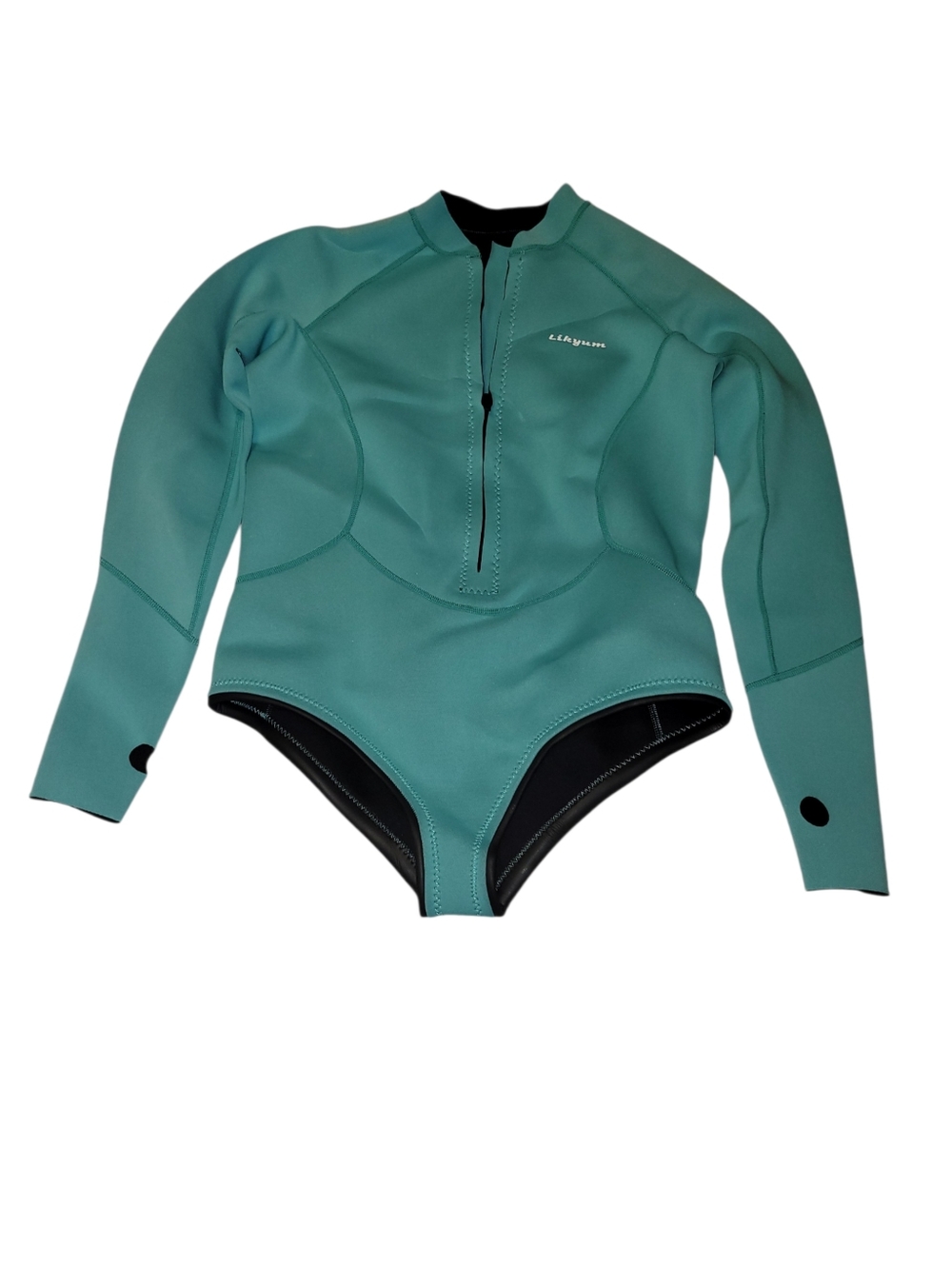 Teal Long-Sleeve Likyum Swim Bodysuit Size XXL